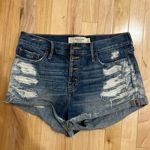 A&F denim button fly shorts